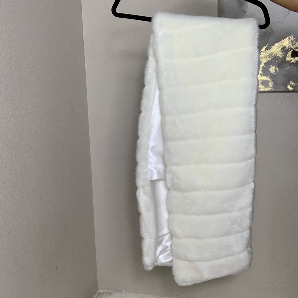 Faux Rabbit Fur White Shawl